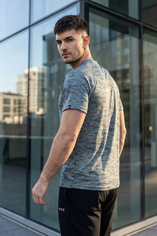 VIVE Activewear Training Tee - Camo Grey