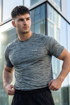 VIVE Activewear Training Tee - Camo Grey