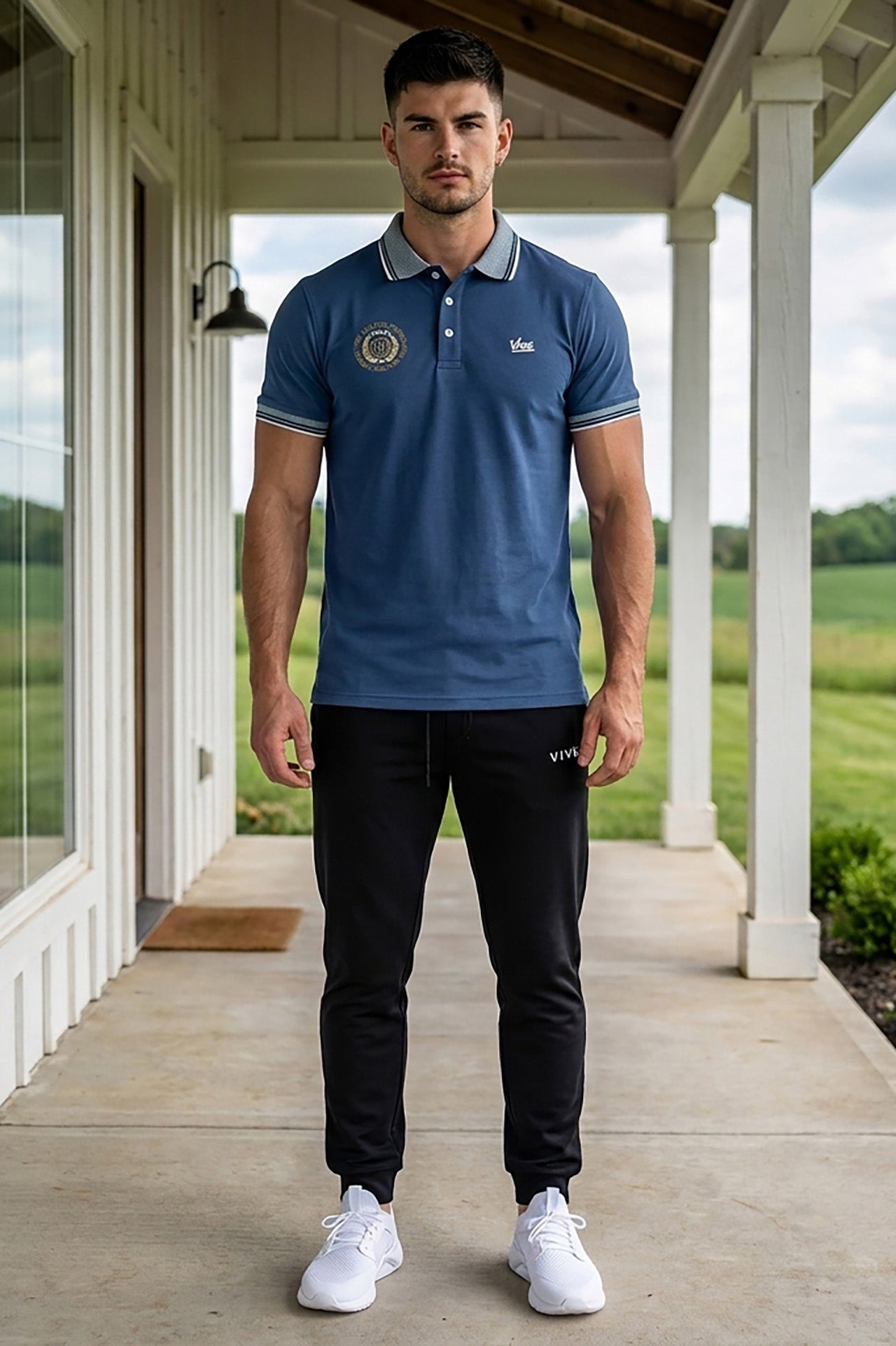 VIVE Heritage Steel Blue Polo Set