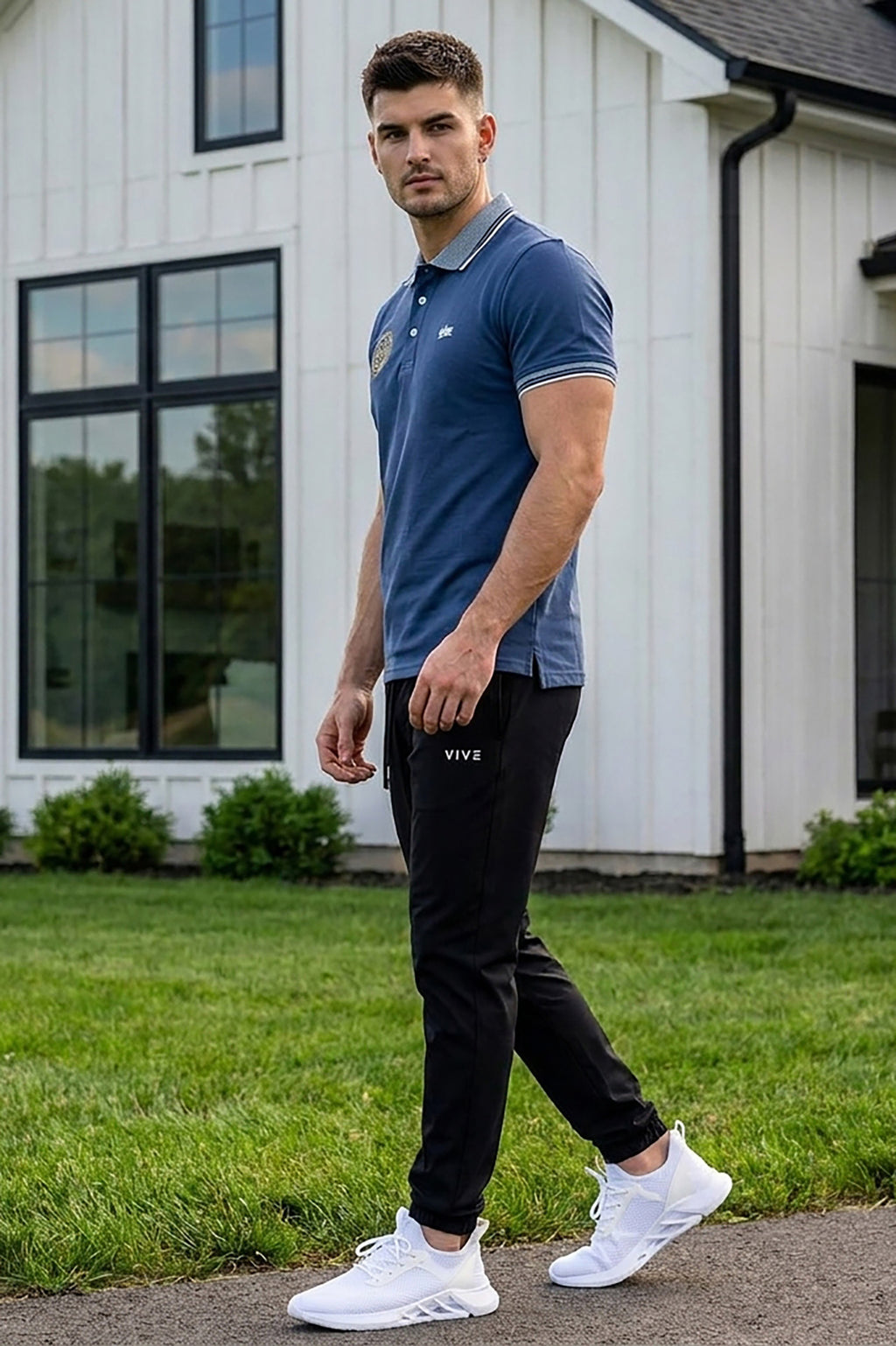 VIVE Heritage Steel Blue Polo Set