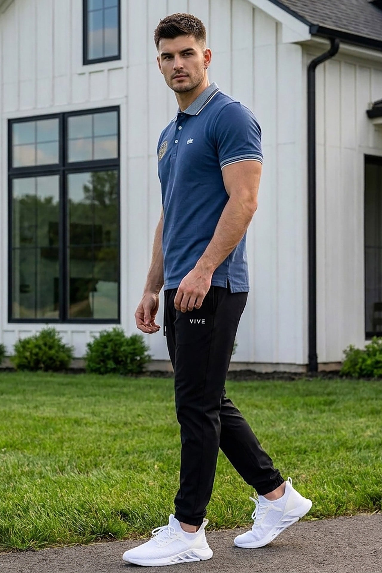 VIVE Heritage Steel Blue Polo Set