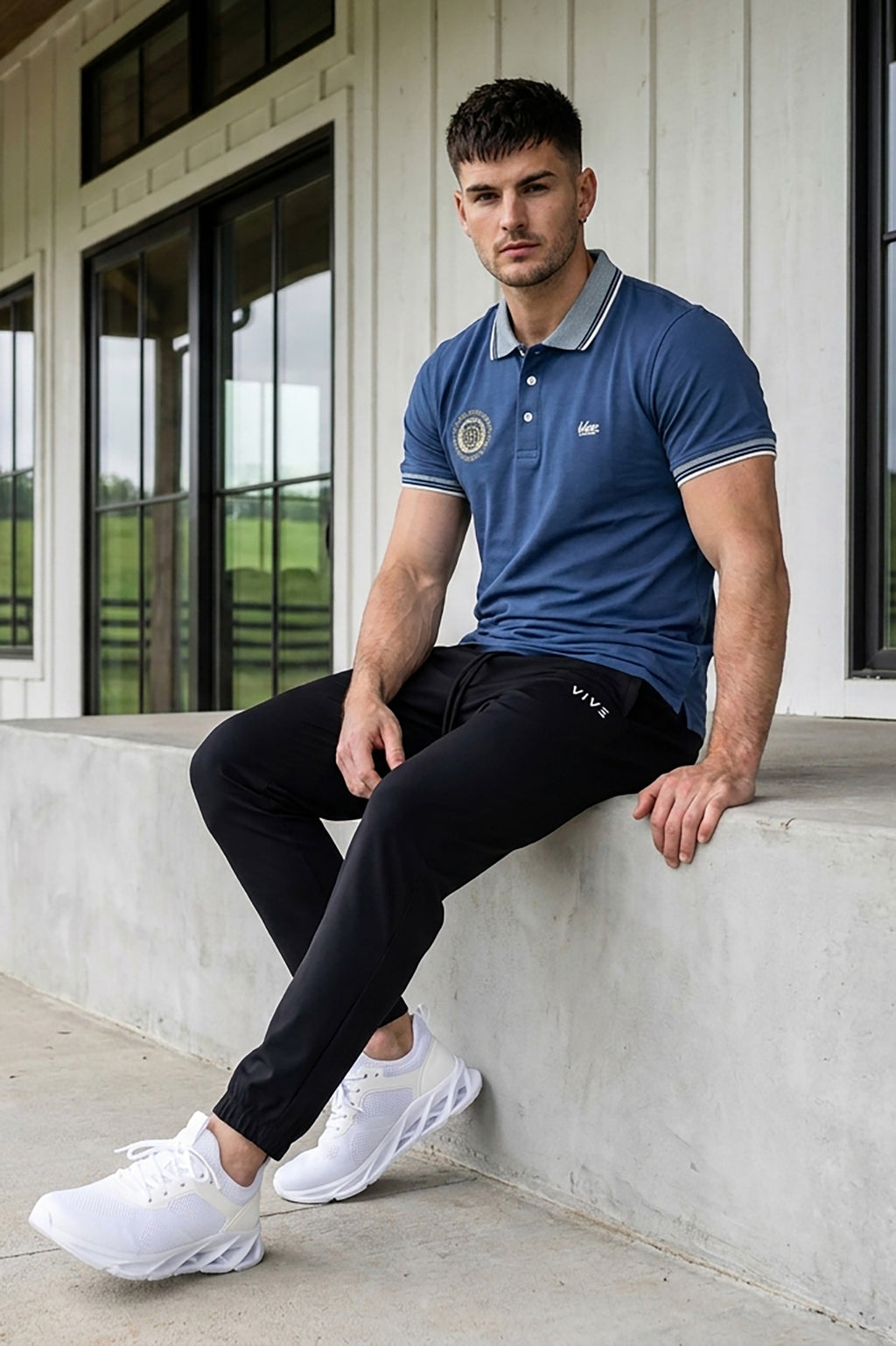 VIVE Heritage Steel Blue Polo Set