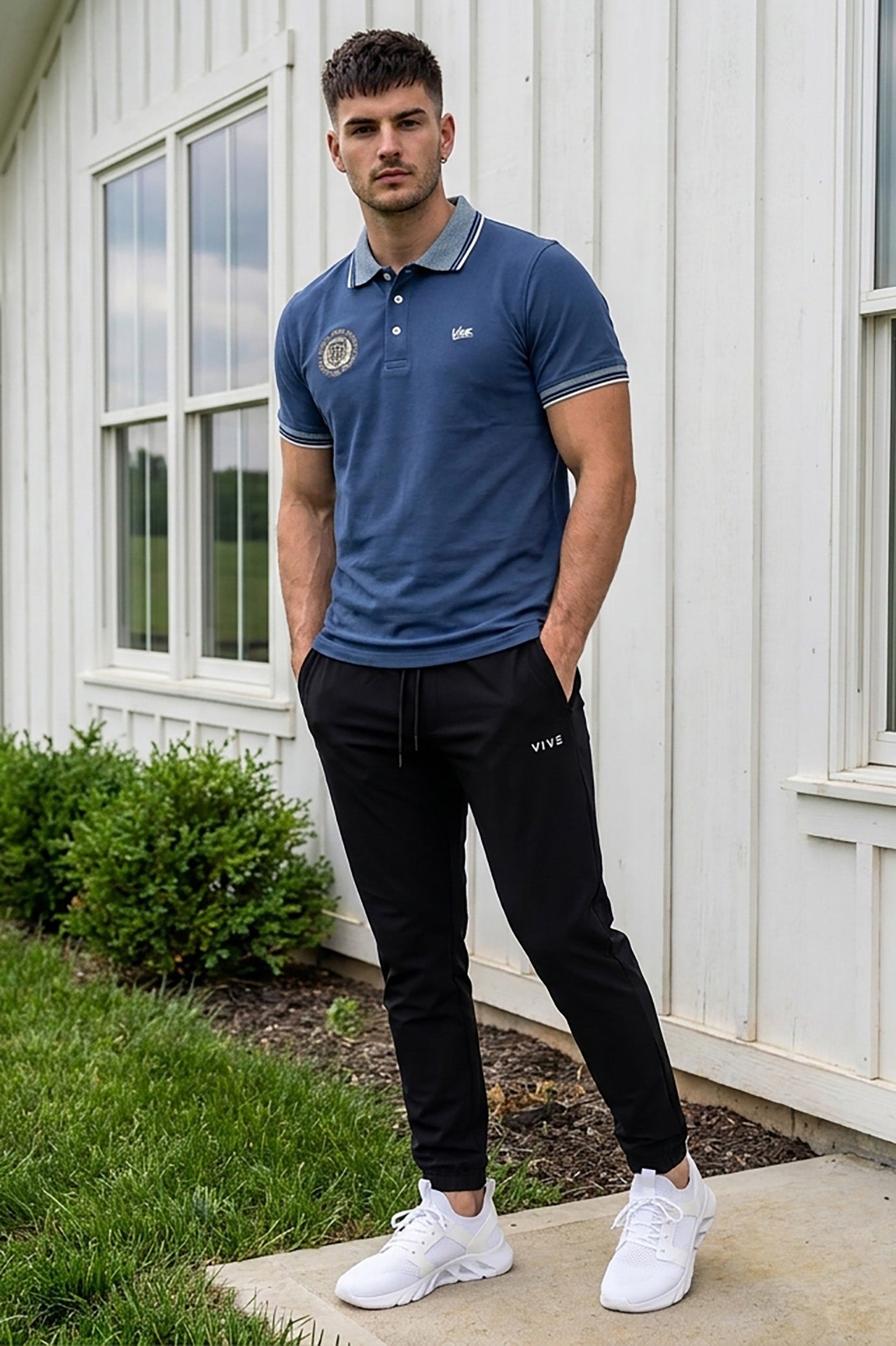 VIVE Heritage Steel Blue Polo Set