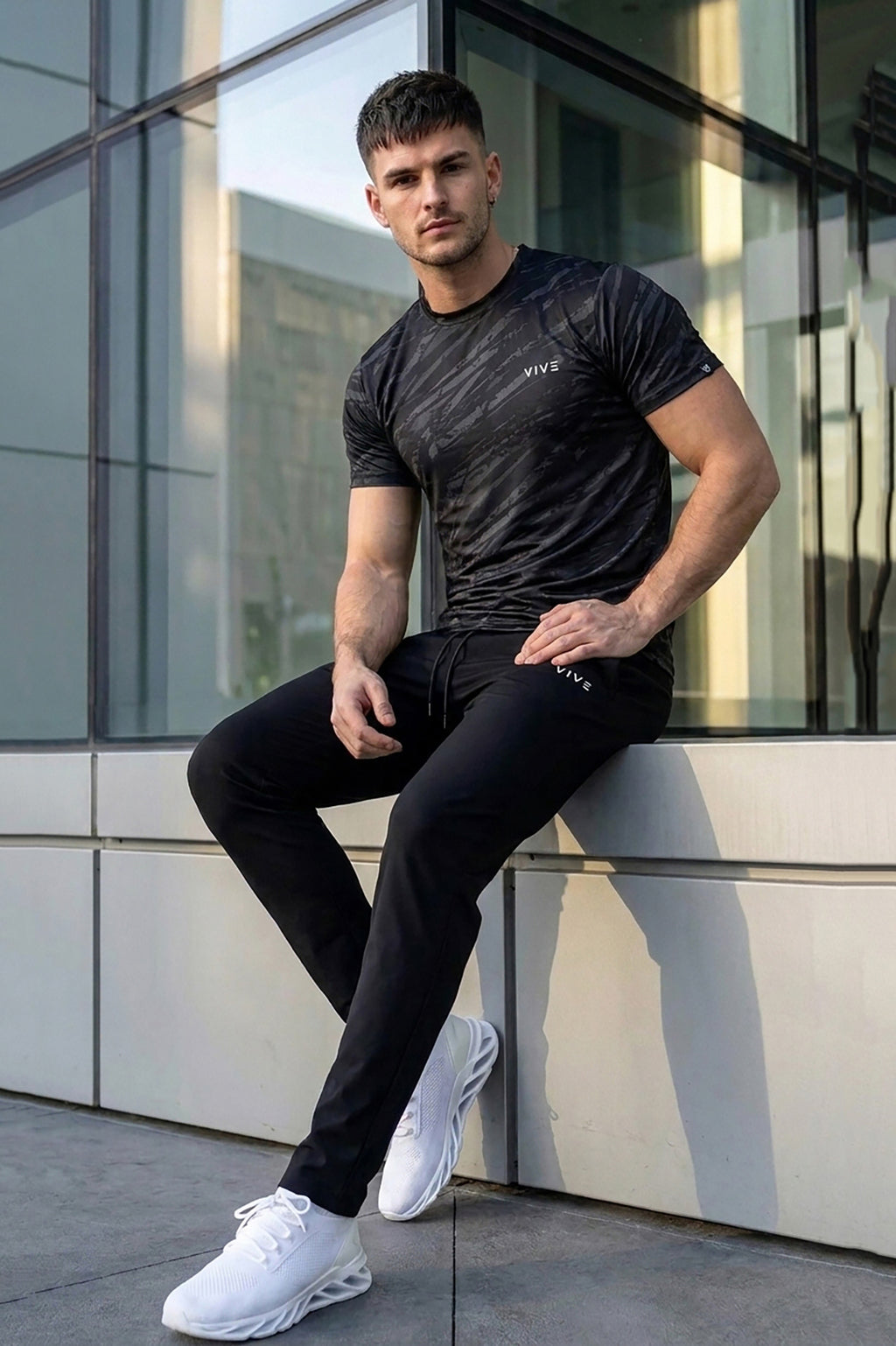 VIVE Black Camouflage Performance Activewear Set