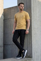 VIVE Signature Embroidered Cargo Set – Beige & Black