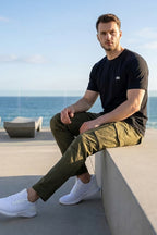 VIVE Signature Embroidered Cargo Set – Black & Olive