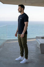 VIVE Signature Embroidered Cargo Set – Black & Olive