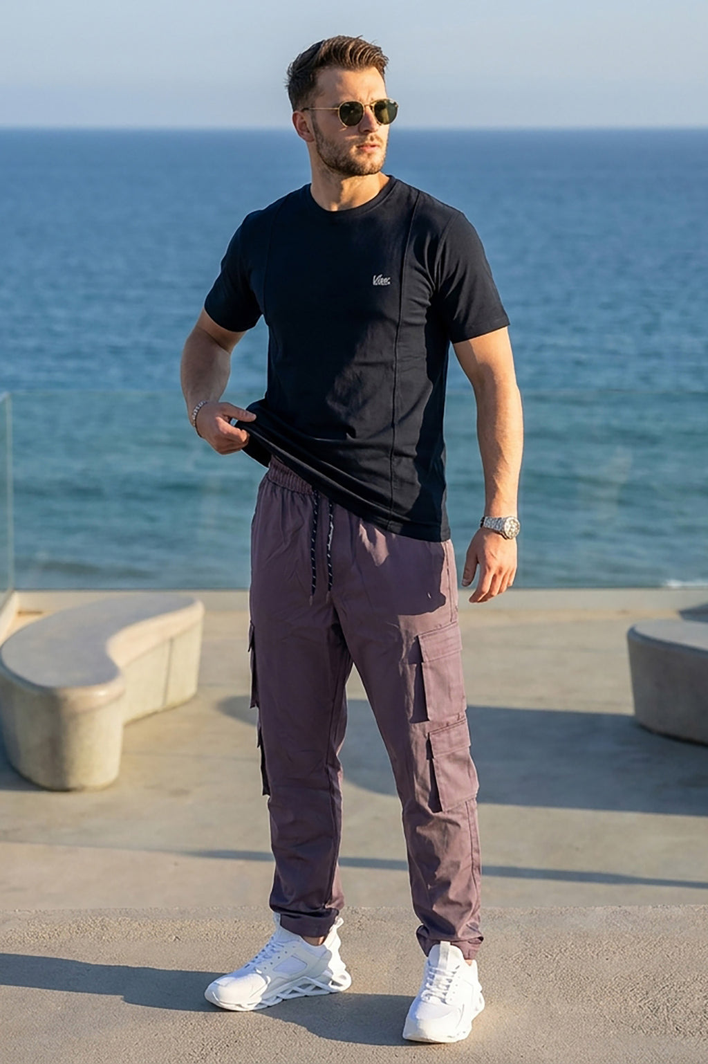VIVE Signature Embroidered Cargo Set – Black & DK-Grey