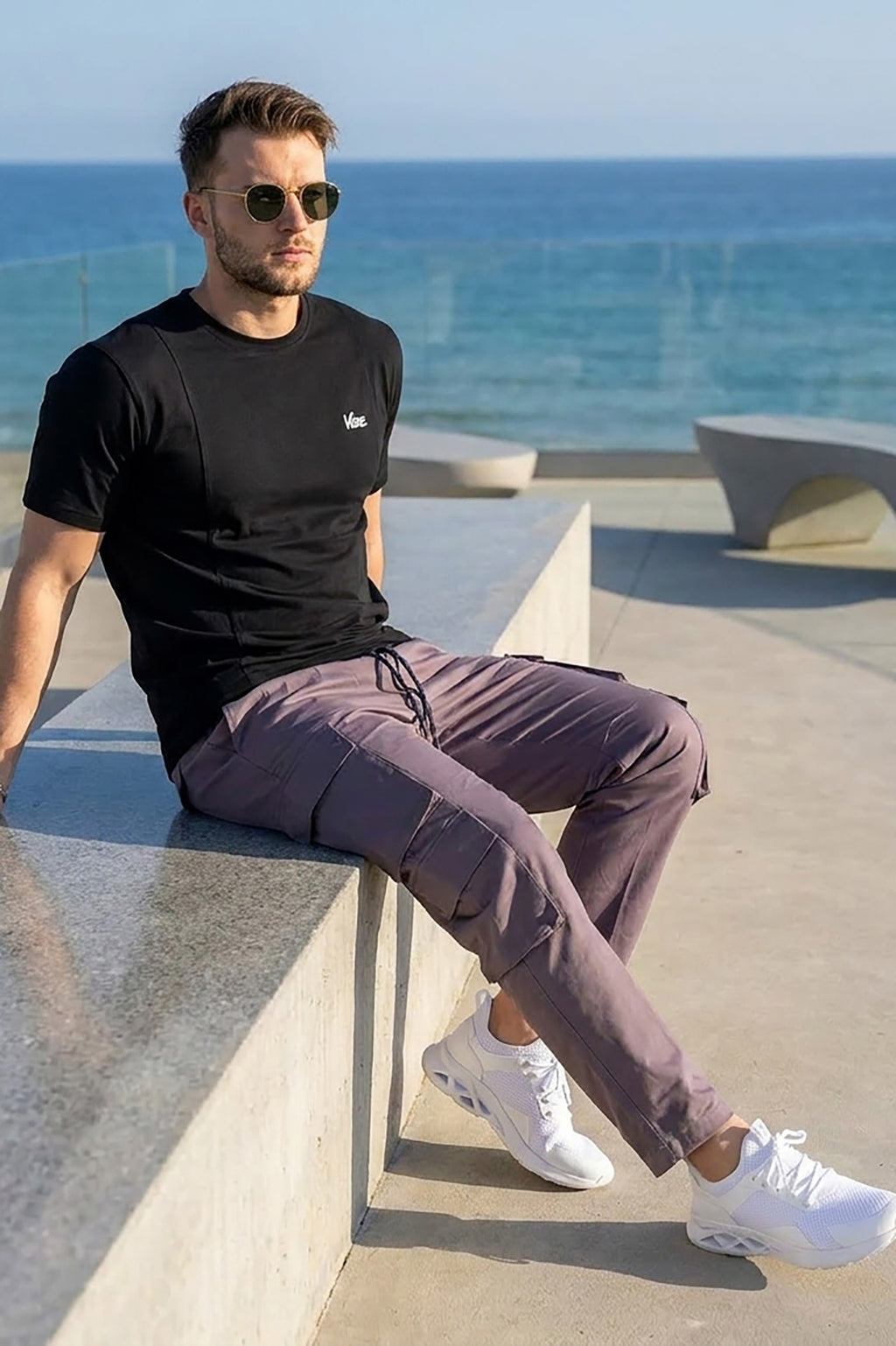 VIVE Signature Embroidered Cargo Set – Black & DK-Grey