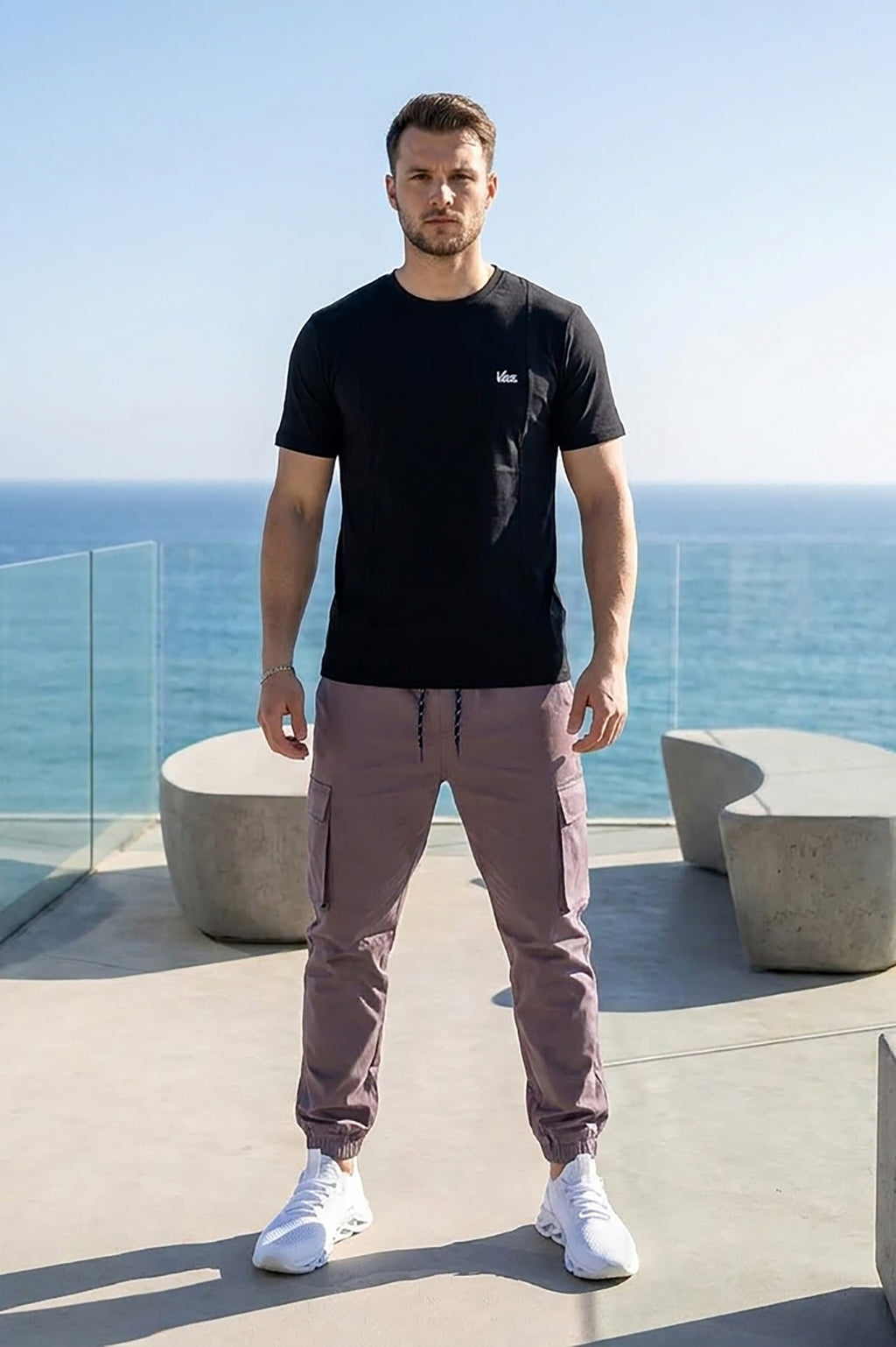 VIVE Signature Embroidered Cargo Set – Black & DK-Grey