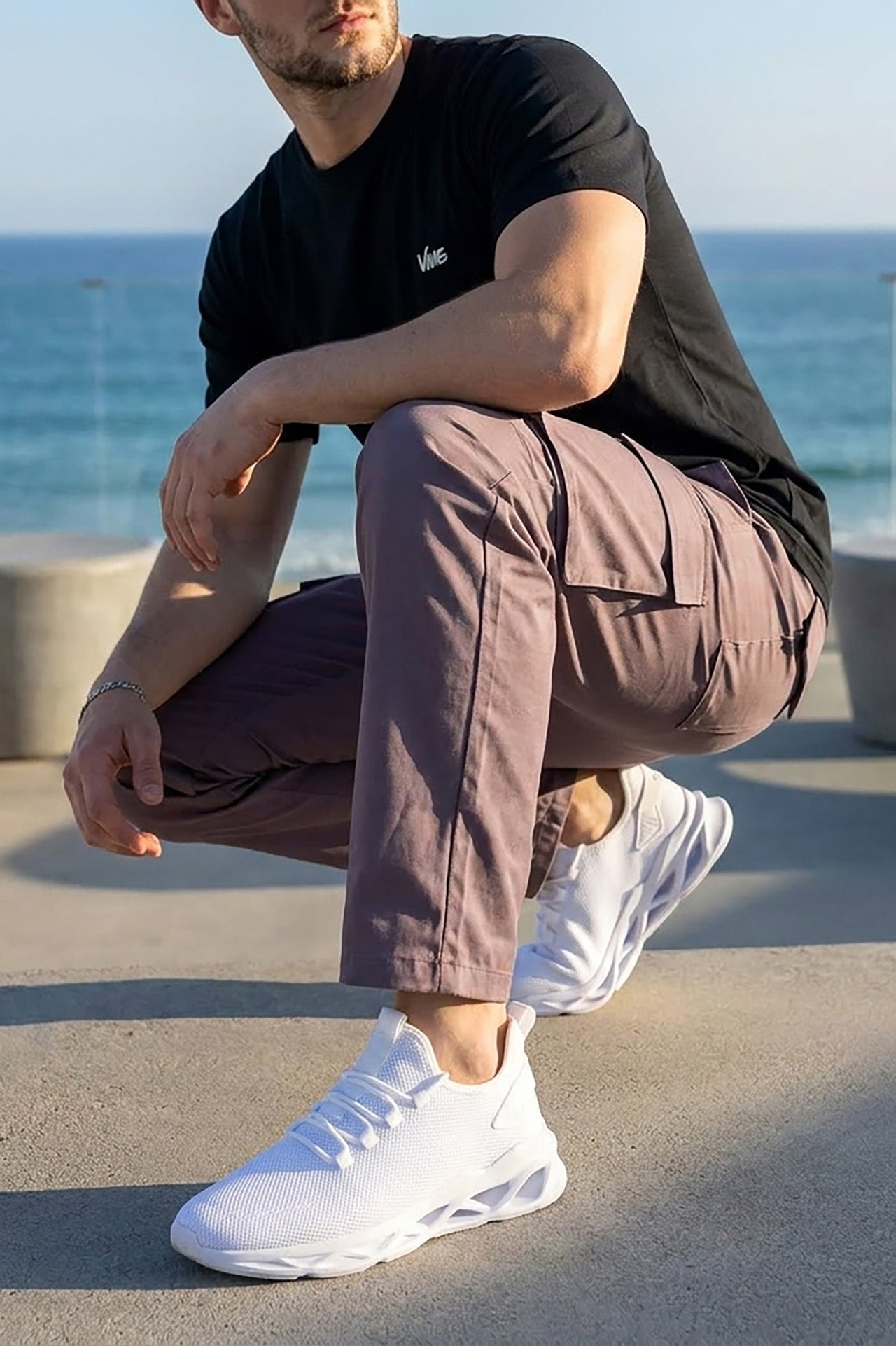 VIVE Signature Embroidered Cargo Set – Black & DK-Grey
