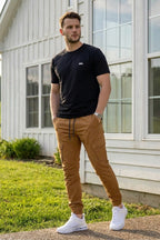 VIVE Signature Embroidered Cargo Set – Black & Camel