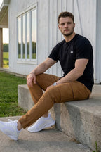 VIVE Signature Embroidered Cargo Set – Black & Camel