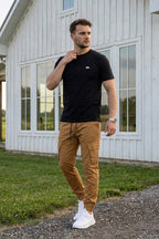 VIVE Signature Embroidered Cargo Set – Black & Camel
