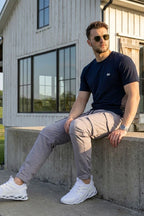 VIVE Signature Embroidered Cargo Set | Navy/Grey