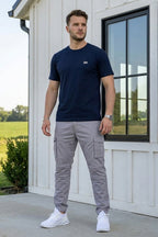 VIVE Signature Embroidered Cargo Set | Navy/Grey