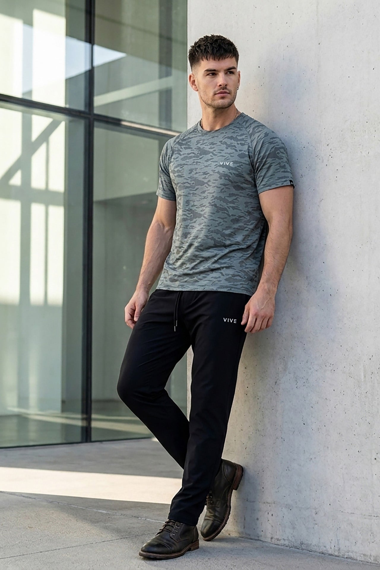 VIVE Grey Camo Performance Activewear Set
