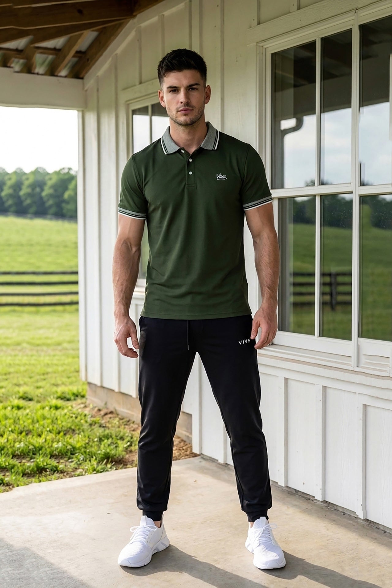 VIVE Heritage Olive Green Polo Set