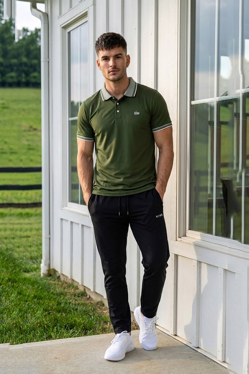 VIVE Heritage Olive Green Polo Set