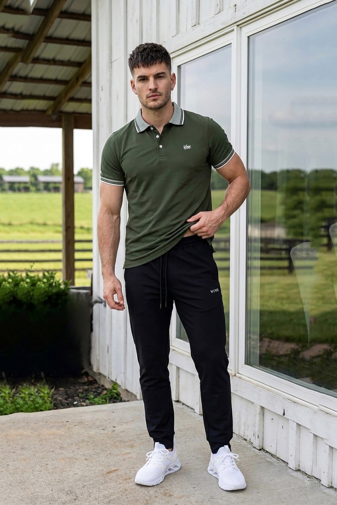 VIVE Heritage Olive Green Polo Set