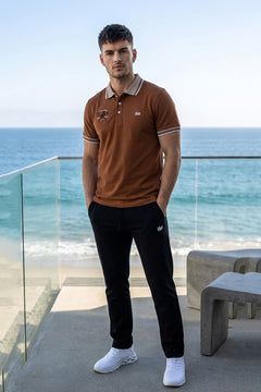 VIVE Heritage Brown Embroidered Polo Set
