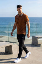 VIVE Heritage Brown Embroidered Polo Set