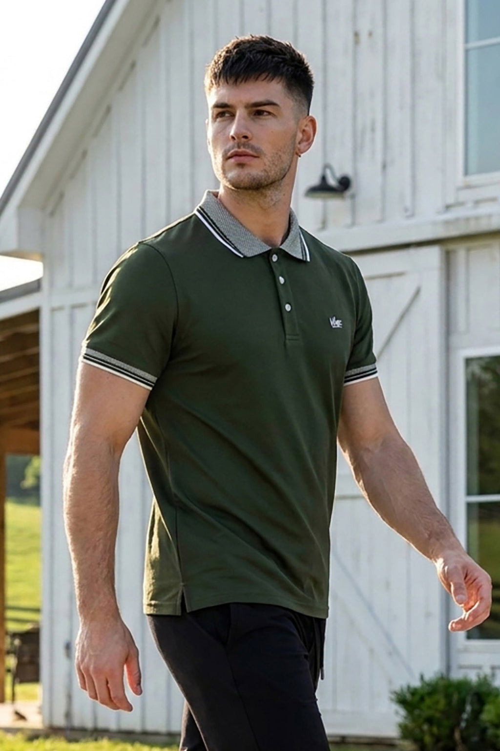 VIVE Embroidered Green Polo Shirt