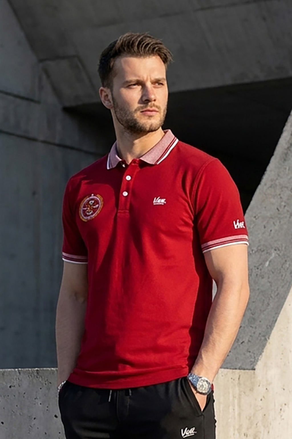 VIVE Embroidered Burgundy Polo Shirt