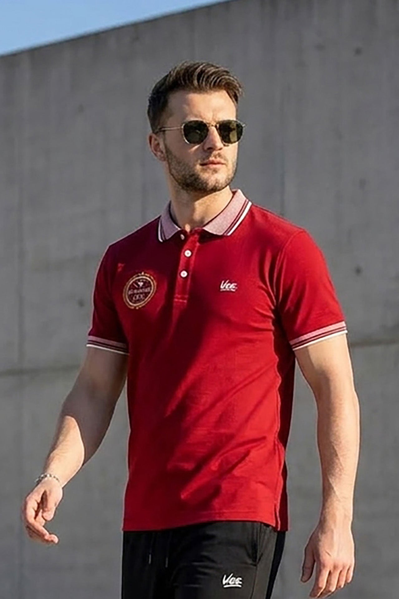 VIVE Embroidered Burgundy Polo Shirt