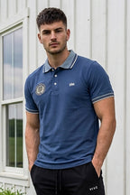 VIVE Embroidered Steel Blue Polo Shirt