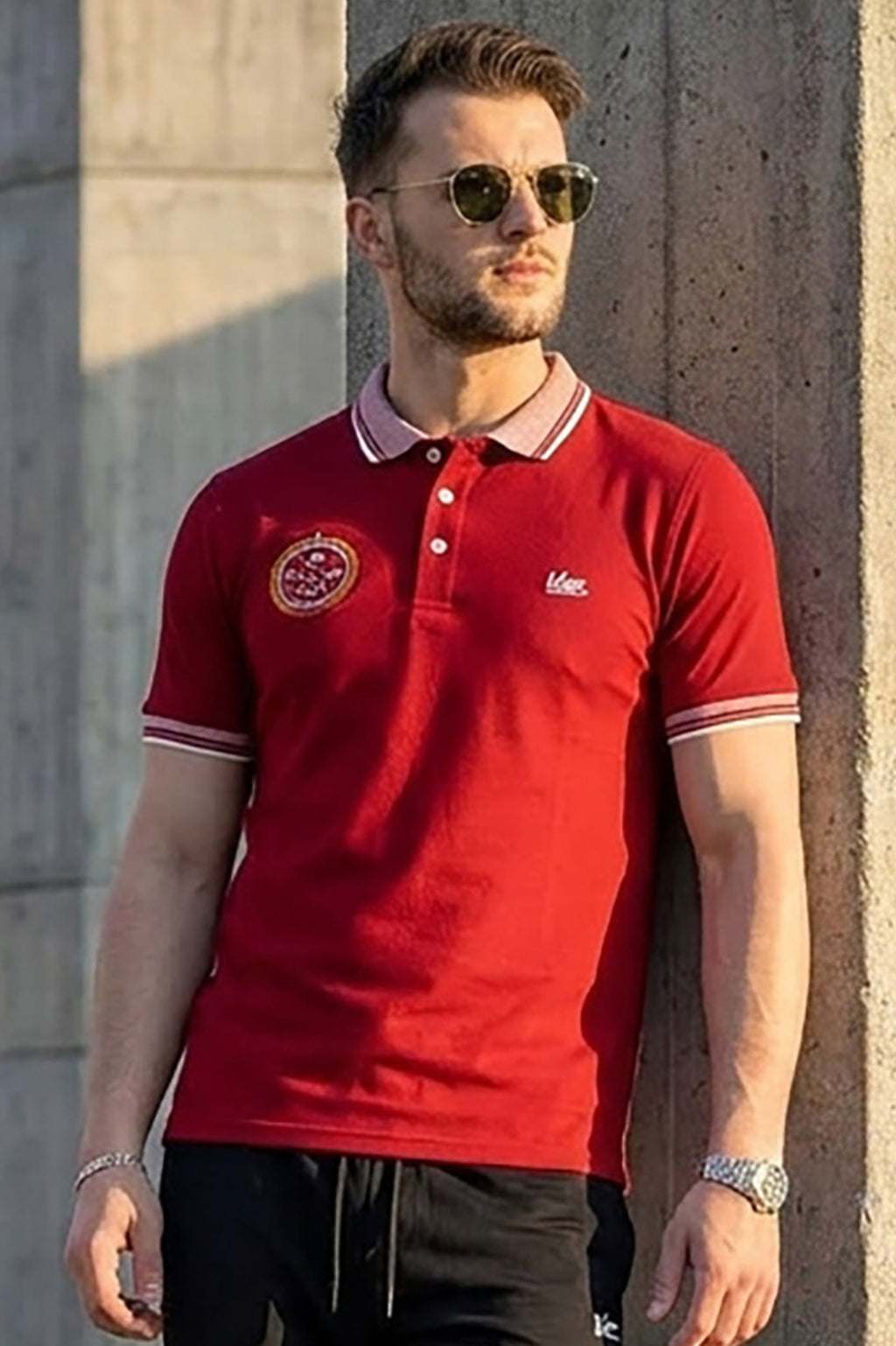 VIVE Embroidered Burgundy Polo Shirt