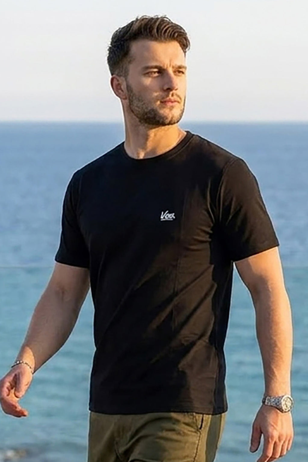 VIVE Black Seem Detail Cotton T-Shirt