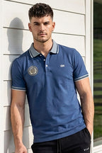 VIVE Embroidered Steel Blue Polo Shirt