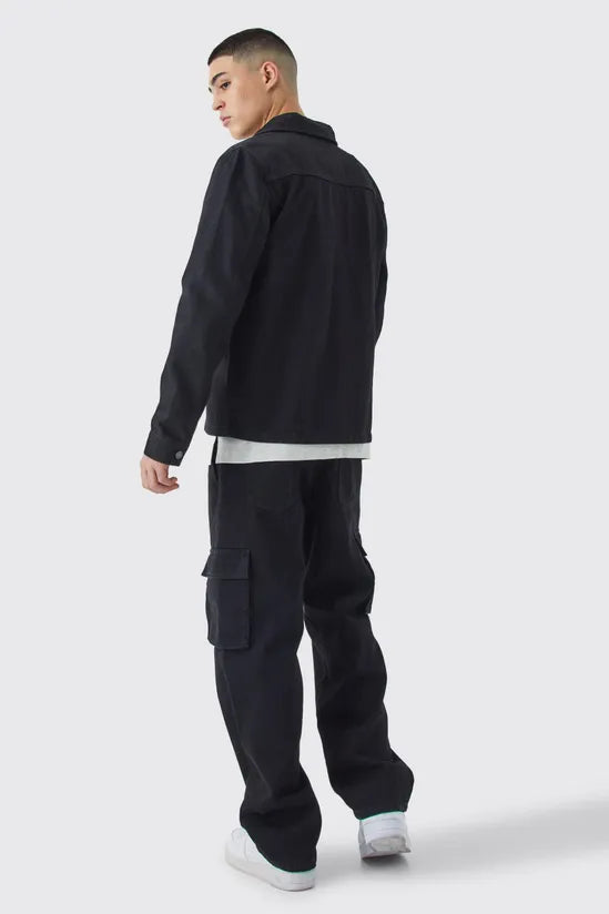 Regular Fit Twill Cargo Overshirt & Trouser