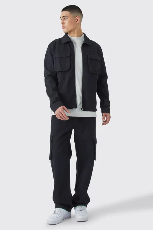 Regular Fit Twill Cargo Overshirt & Trouser