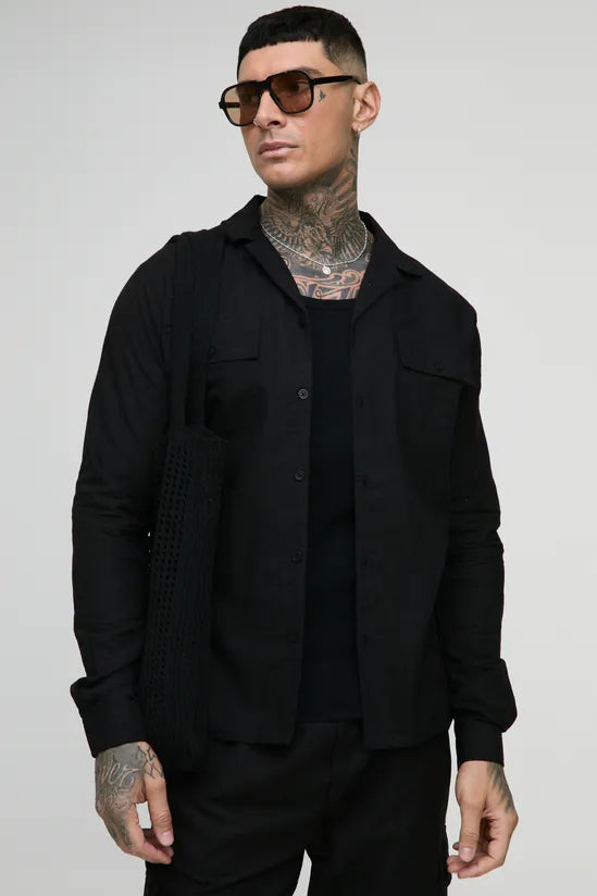 Tall Regular Linen Cargo Shirt & Trouser Set