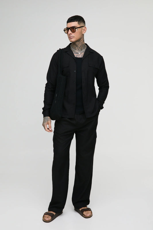 Tall Regular Linen Cargo Shirt & Trouser Set