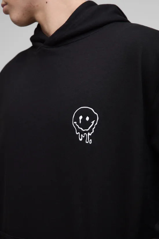 Oversized Drip Face Embroidered Hoodie