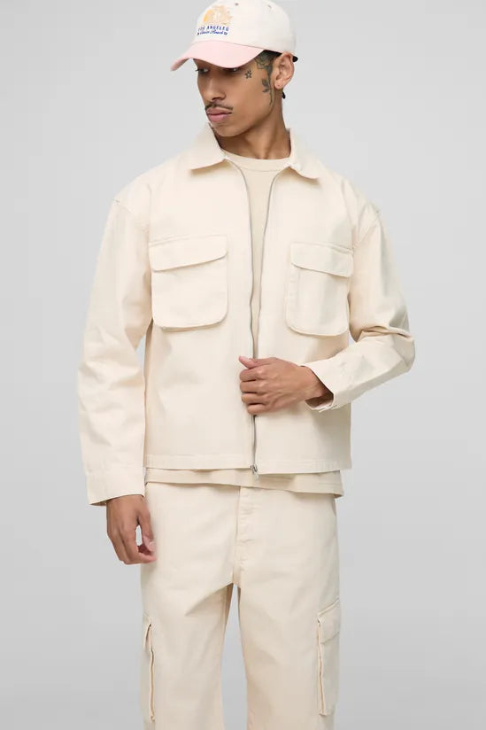 Twill Cargo Overshirt & Trouser Set