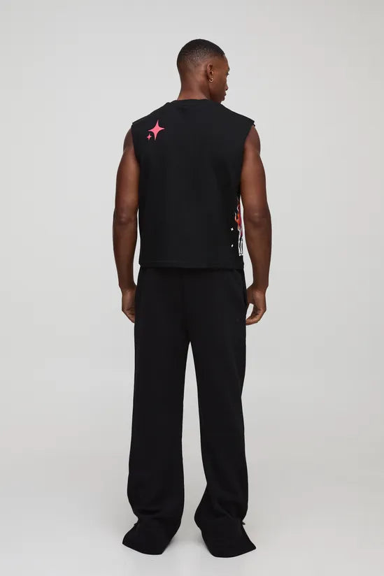 Relaxed Fit Flared Split Hem Joggers