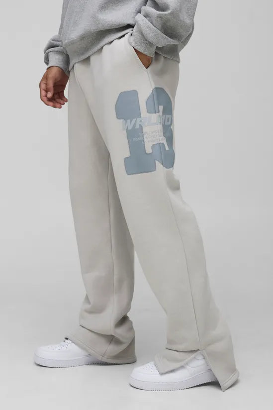 Relaxed Fit Worldwide 13 Varsity Split Hem Joggers