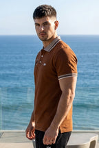 VIVE Embroidered Brown Polo Shirt