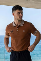 VIVE Embroidered Brown Polo Shirt