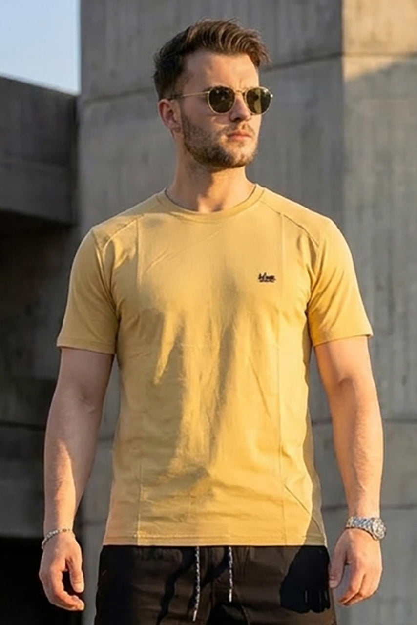 VIVE Beige Seem Detail Cotton T-Shirt