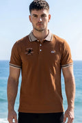 VIVE Embroidered Brown Polo Shirt