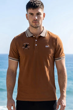 VIVE Embroidered Brown Polo Shirt