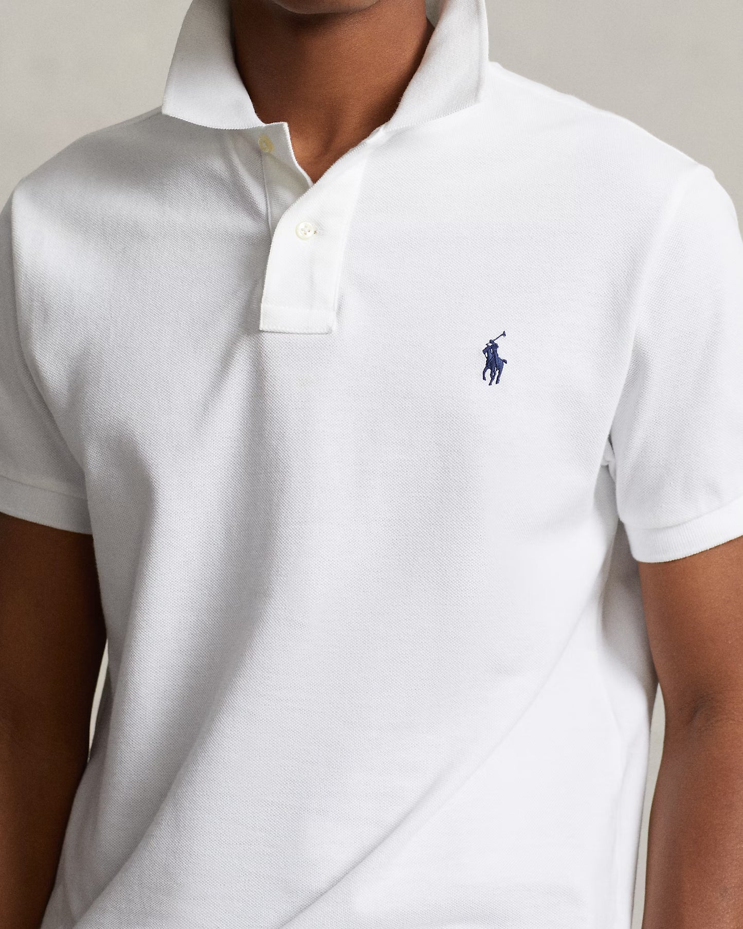 Slim Fit Mesh Polo Shirt-White
