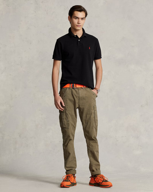 Black Slim Fit Mesh Polo Shirt