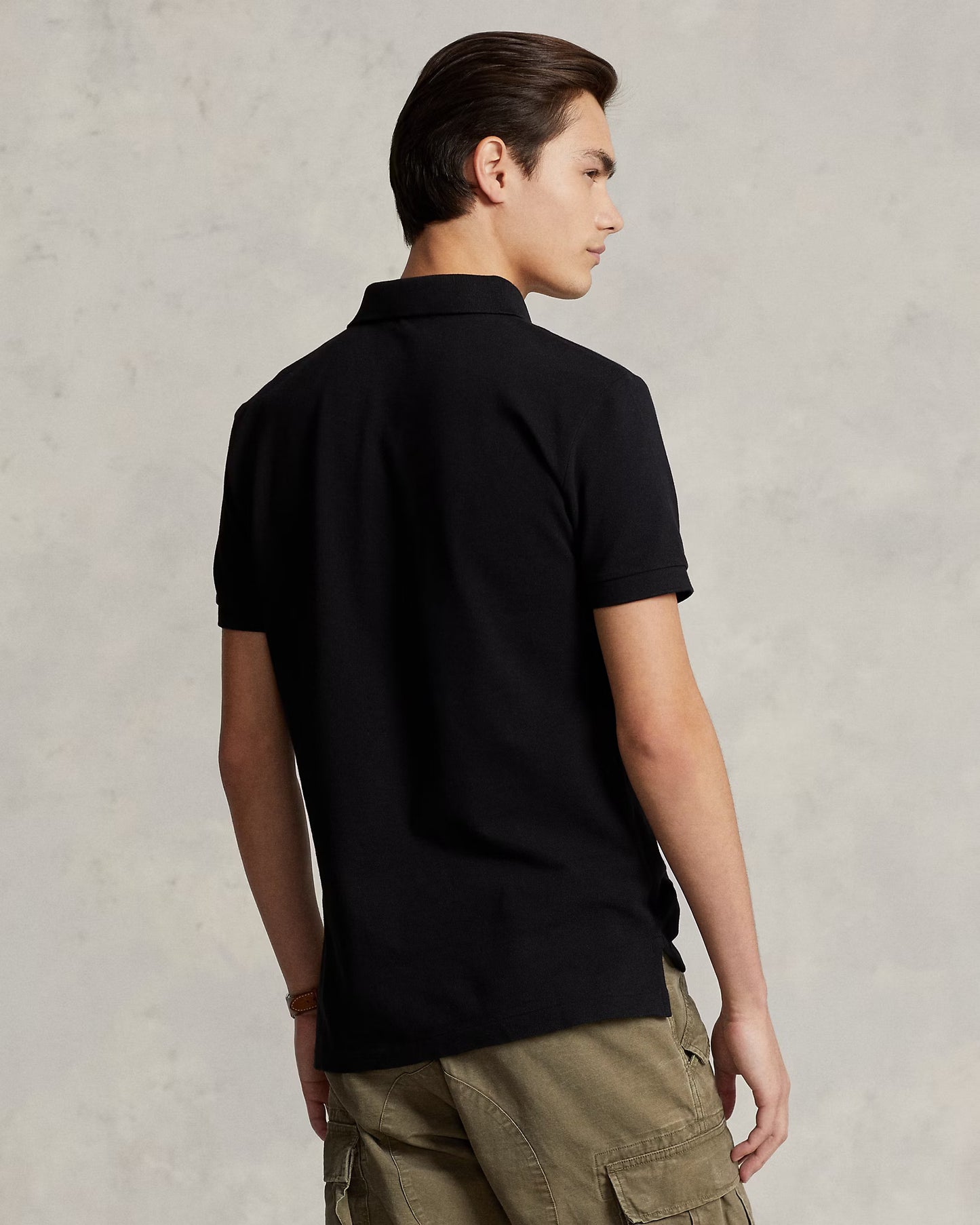 Black Slim Fit Mesh Polo Shirt