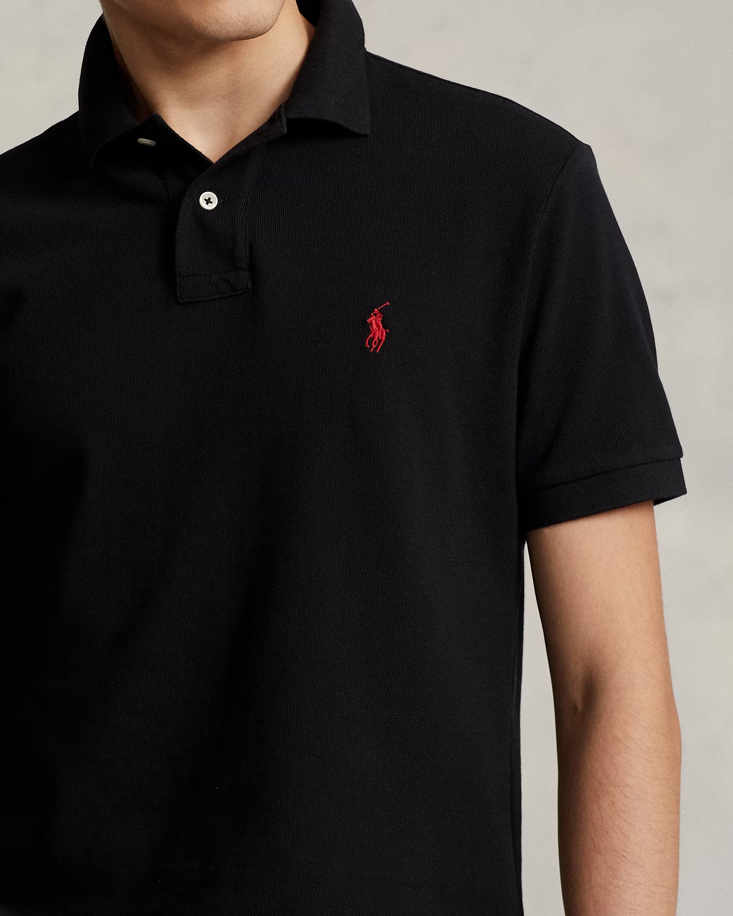 Black Slim Fit Mesh Polo Shirt